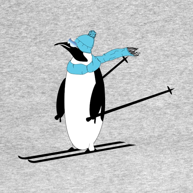 AnimalCreations Totally Rad Penguin Cartoon Skier by ACGraphics